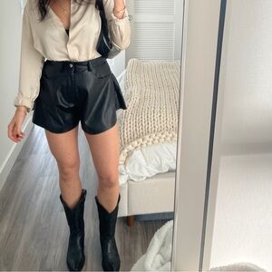 Faux Leather Flare Shorts